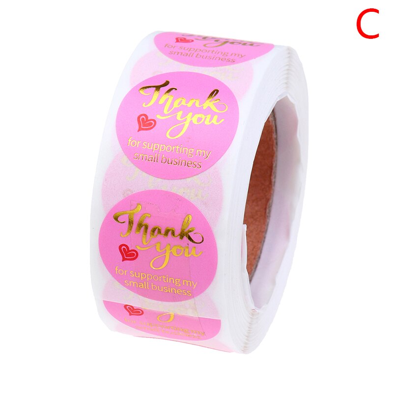 Pegatinas de agradecimiento para decoración de vacaciones, 500 Uds./rollo de pegatinas rosas para Navidad, de cumpleaños, favores, etiquetas, suministros de correo, Festival: C