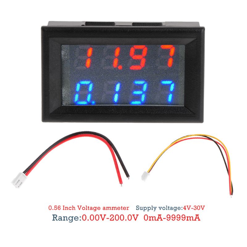 0.28\" Digital DC 200V 10A Voltmeter Ammeter 4 Digit 5 Wire Voltage Current Meter 090E