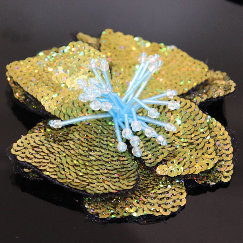 11Cm Twee Lagen Kleurrijke Pailletten Sticker Bloem Patch Naaien Kleding Decoratie Applique: Antiek Zilver