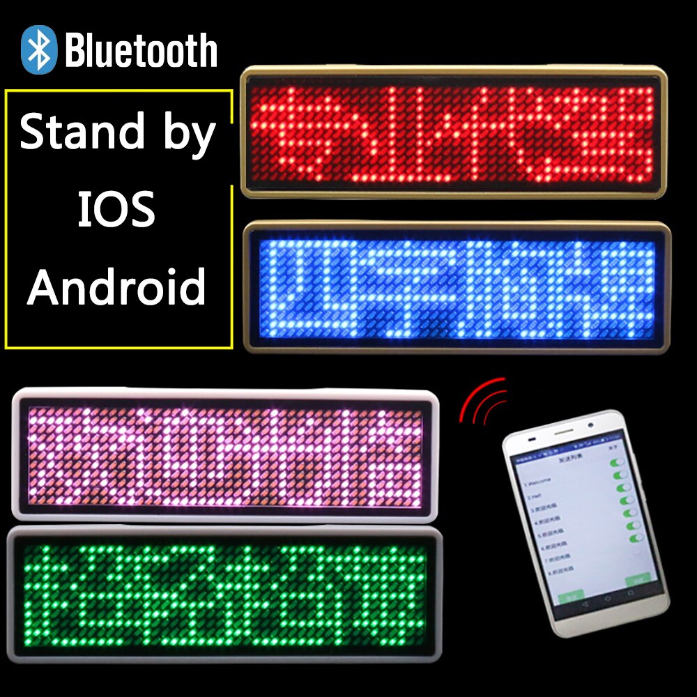 Led Badge Clip Insignia Rechargeable Bluetooth Digital Diy Scrolling Message Board Mini Display Led Name Peugeot Badge Sign Tag