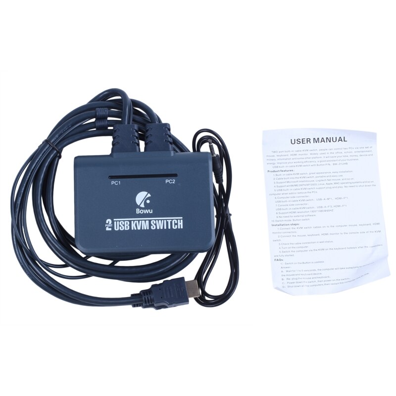 2 port hdmi kvm switch med kabler el 21 uhc grandado
