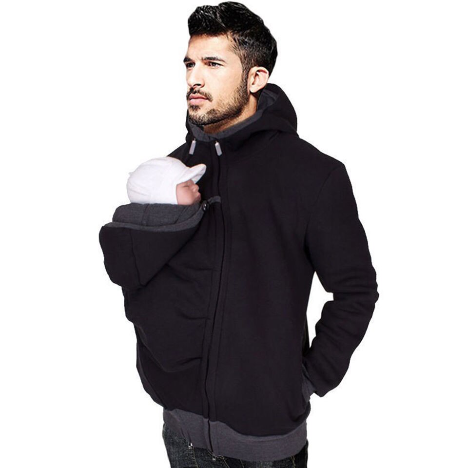 Abrigos de maternidad para mujeres embarazadas, chaqueta portabebés, canguro, sudaderas con capucha de maternidad: men black / M