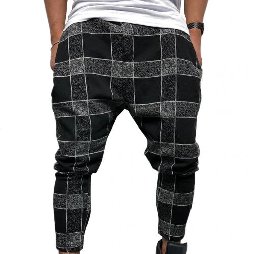 Mannen Plaid Pocket Laag Kruis Harembroek Broek Losse Fit Hiphop Street Wear Casual Mannen Broek Mannen Broek: L / Black