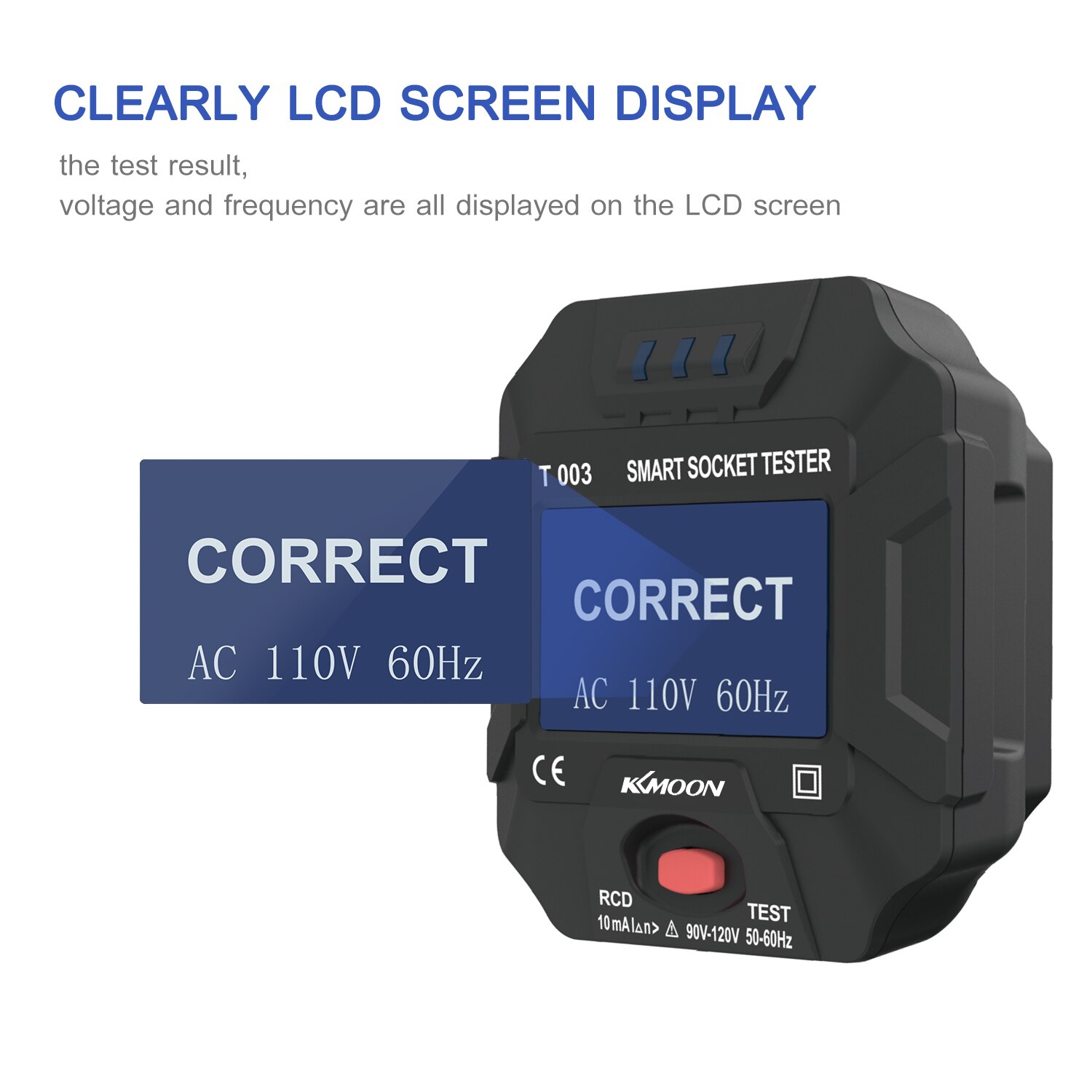 Kkmoon 220 ~ 250V Stopcontact Tester Display Lcd Socket Tester Circuit Polariteit Detector Muur Plug Breaker Finder Lekkage tester