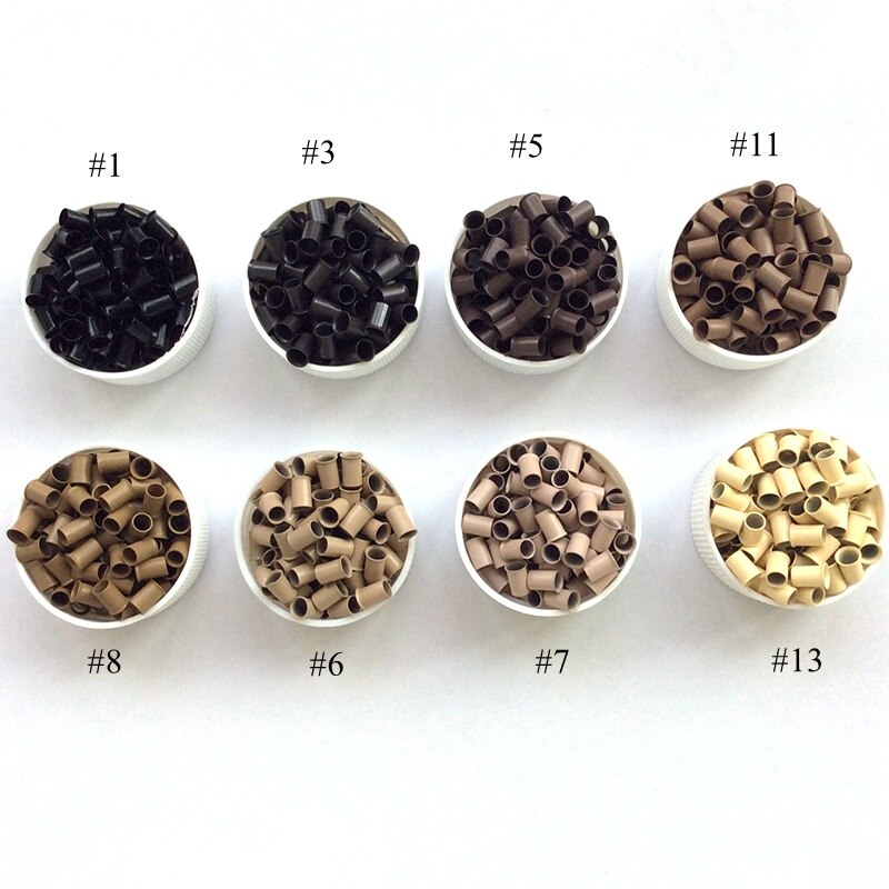 1000 Stks/partij 4.0X3.6X6.0Mm Bruin Koperen Buis Micro Ring Euro Sloten Voor Pre-gebonden human Hair Extensions 8 Kleuren Optie