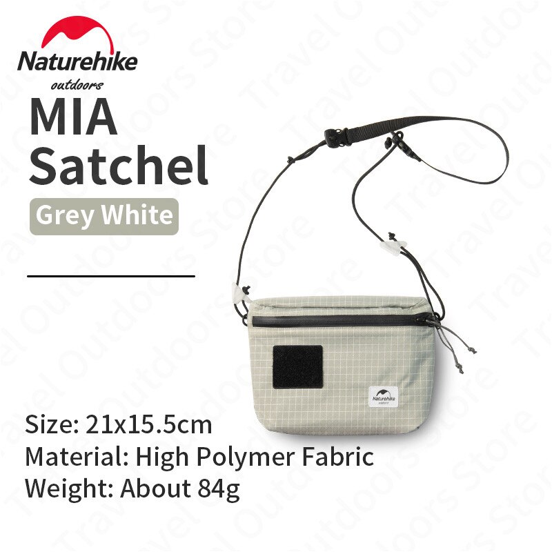Naturehike Outdoor Reizen Satchel Mode Vrouw/Man 3L Geneigd Schoudertas 84G Ultralight Nul Opbergtas Waterdichte Rits: Grey-White