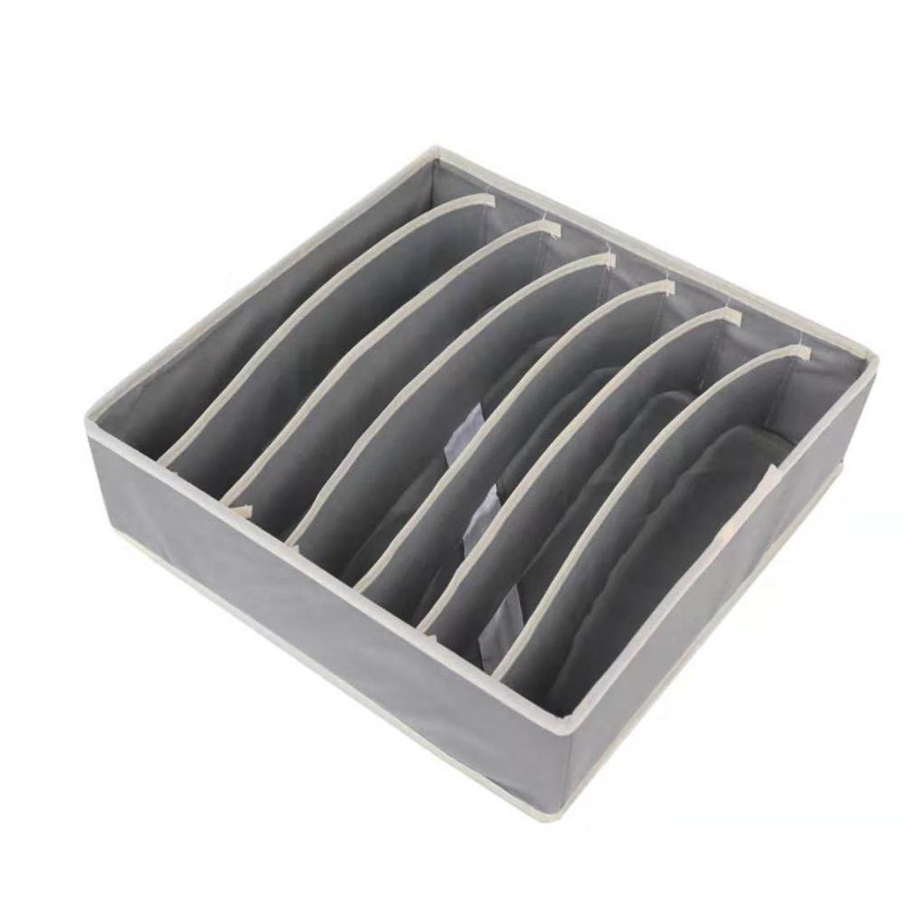Foldable Fabric Closet Underwear Organizer Storage Box Drawer Divider Room Organization for Underware Bra Ties Belts Socks: Gray 7 Cells