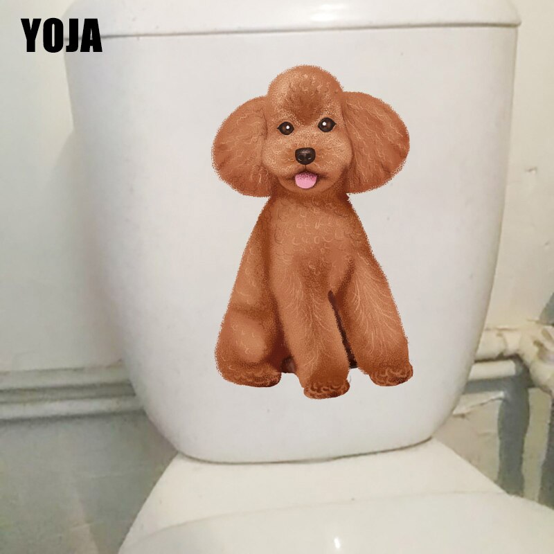 Yoja 14.5 × 23.6cm schattige slimme poedel toilet stickers thuis kinderkamer muurdecoratie accessoires  t1-2414