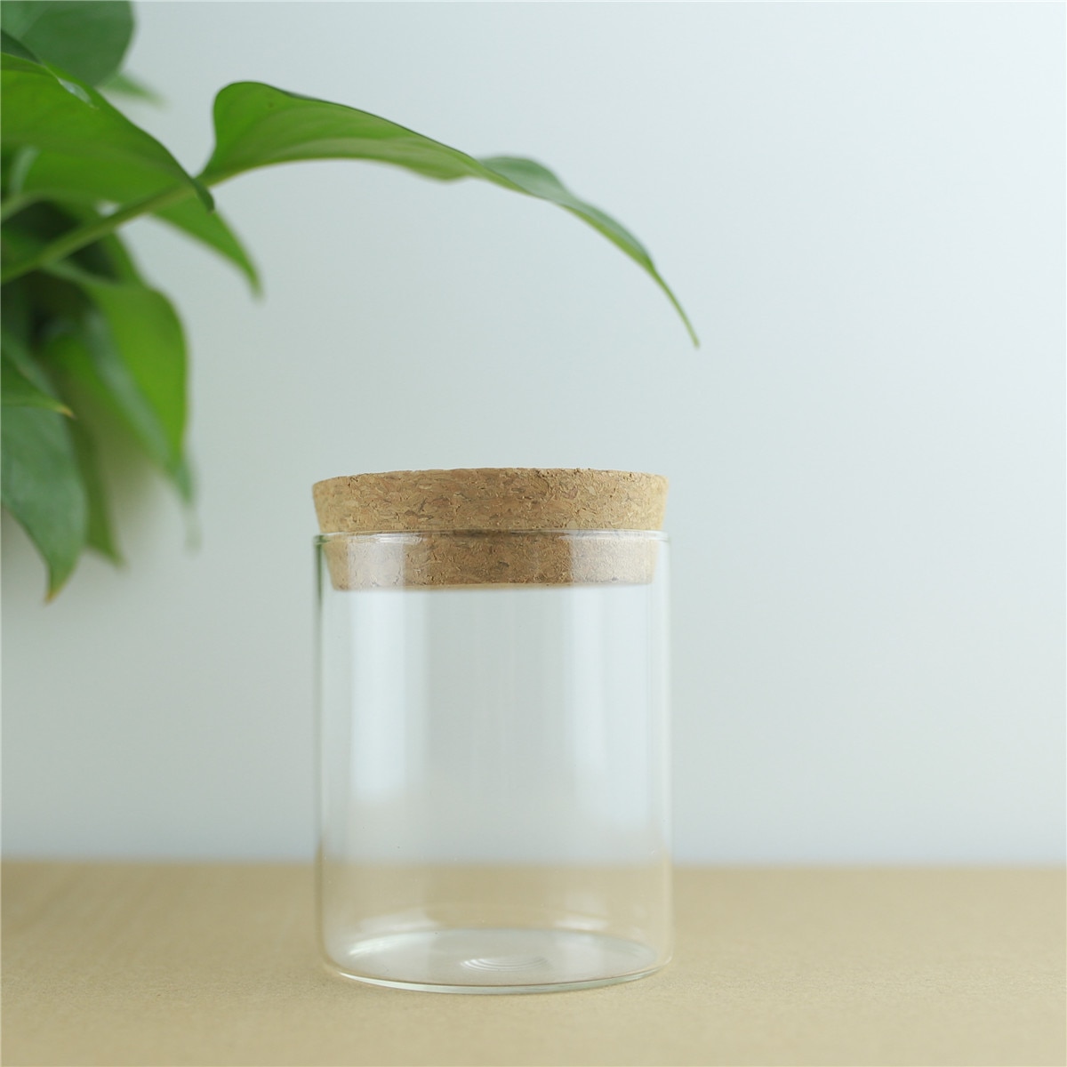 Tapón de corcho para botellas de vidrio grueso, contenedor de botellas para especias, manualidades, almacenamiento de cocina, 65x80mm, 200ml, 4 unids/lote