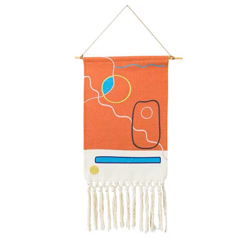 Tapiz colgante de pared de macramé para decoración del hogar, borla de algodón tejida hecha a mano, lienzo geométrico bohemio, tapiz de tela de fondo artístico
