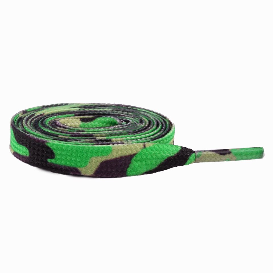 1 paire lacets colorés arc-en-ciel dégradé impression toile plate lacets chaussures décontracté couleur chromatique lacets décontracté és pour baskets: Camouflage green