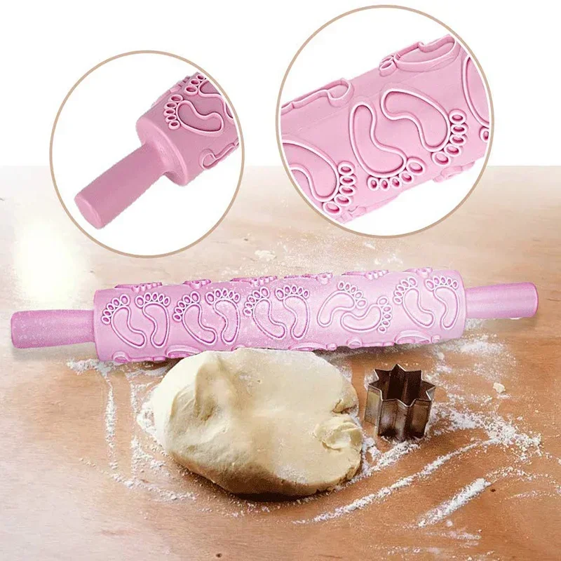 Roller Kuchen Dekorieren Geprägte Nudelhölzer Strukturierte Antihaft Fondant Gebäck Icing Ton Teig Roller Küche Backen Werkzeuge
