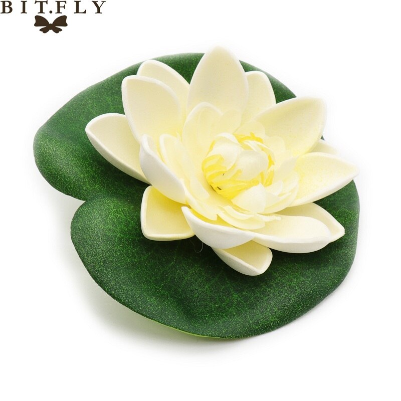 5PCS Artificial Lotus Water Lily Floating Flower Pond Tank Plant leaf Ornament 10cm Home Wedding Garden Pond Pool Decoration: ivory