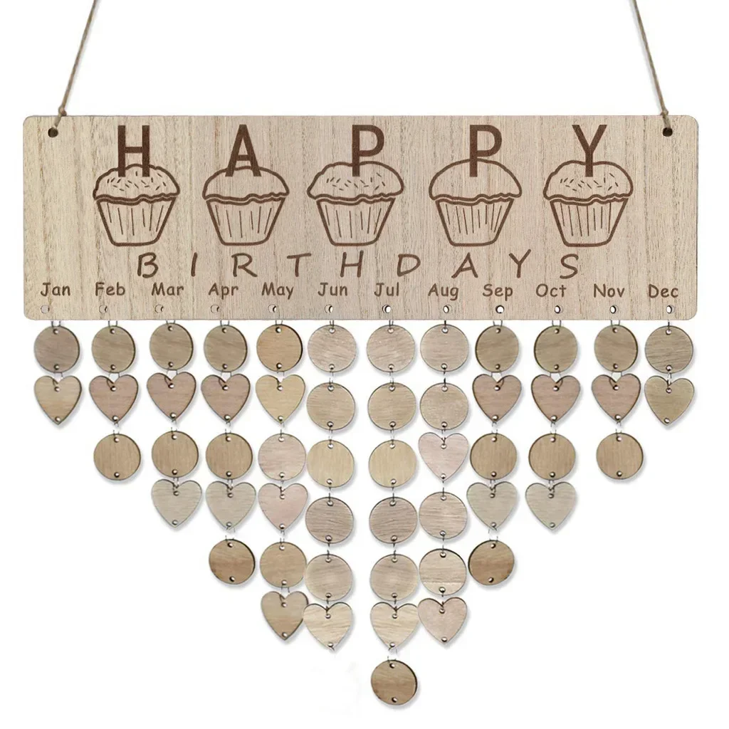Houten Kalender Lijst Verjaardagsfeestje Woondecoratie Hanger DIY Kalender Ambachten Woonkamer Decoratie: Bordeaux