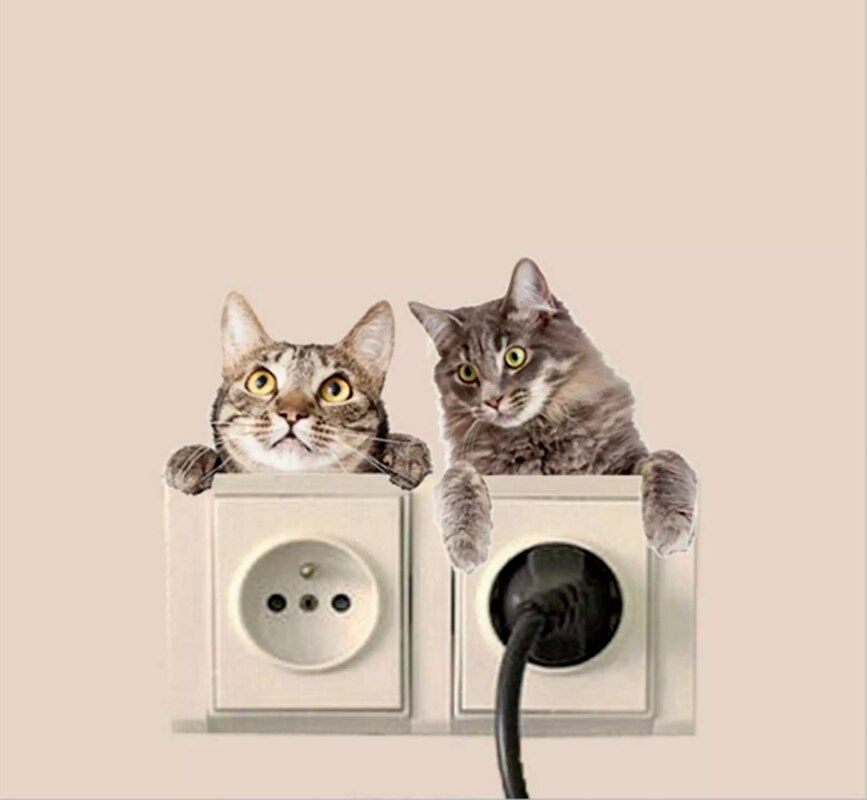 Cartoon Cat and Dog Switch Decoration Wallpaper Children's Room Home Decoration PVC Mural Decoration Wall Decal