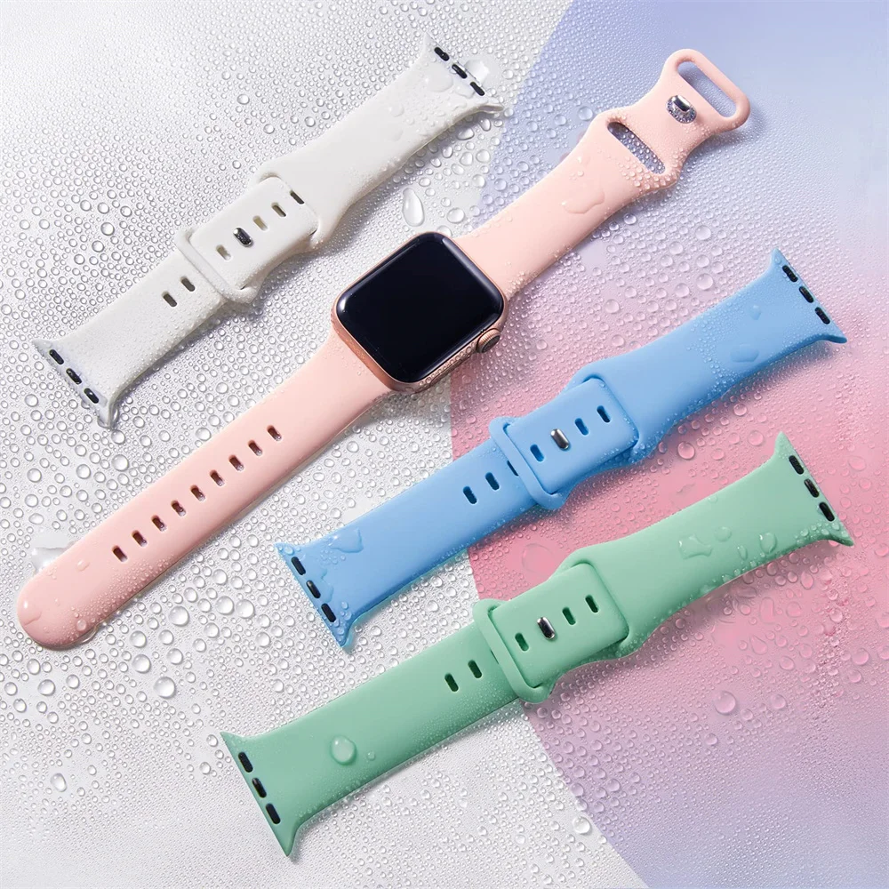 Siliconen band voor Apple Watch Band 44 mm 40 mm 45 mm 41 mm 42-38 mm sportpols iwatch serie 8 7 se 3 4 5 6 9 ultra 2 49 mm