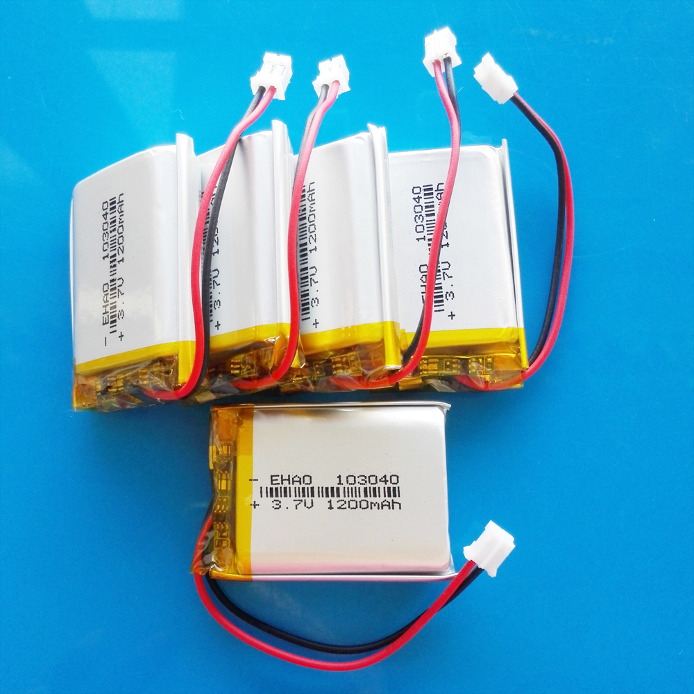 103040 3.7V 1200mAh Lipo Polymer Lithium Rechargeable Battery + JST PH 2.0mm 2pin Plug For MP3 GPS DVD Recorder Headset Camera: WHITE
