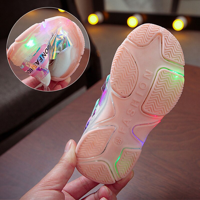 Autumn Kids Led Shoes Lycra Mesh Breathable Children's Shoes with Light Boys and Girls LED Lights Sneakers chaussure enfant
