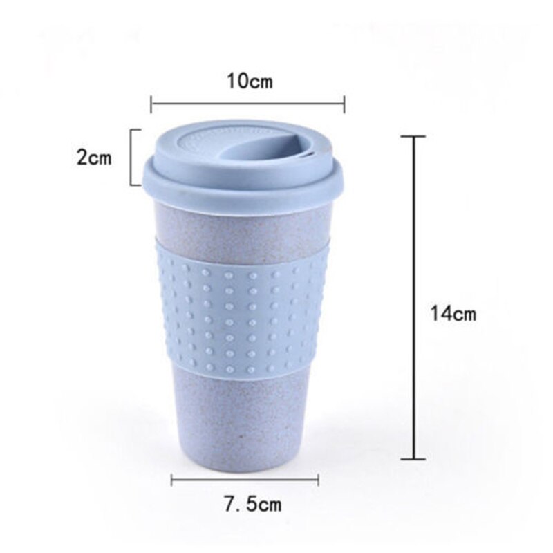 Tarwe Stro Plastic Koffie Cups Reizen Koffie Mok Met Deksel Reizen Gaan Cup Portable voor Outdoor Camping Wandelen picknick