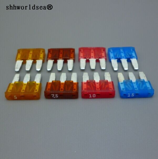 shhworldsea 2pcs 3pin auto blade fuse 5a 7.5a 10a 15a 3pin leg for ford