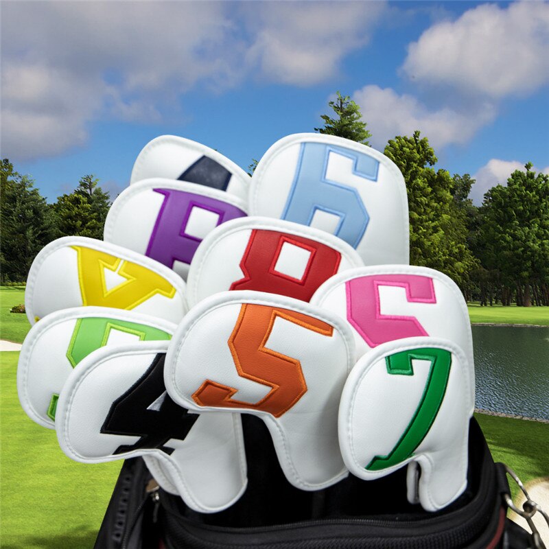 10PCS/Set Colorful Number Golf Iron Head Covers Golf Training Accessories Iron Headovers Wedges Covers For Outdoor Golf Training