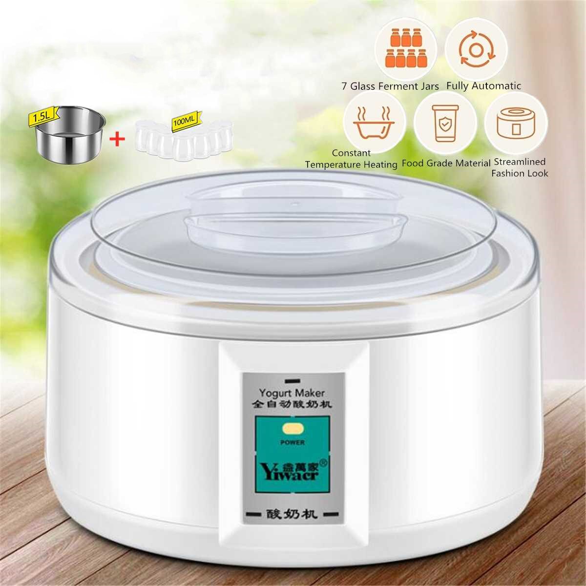 Yoghurt Machine 1Pc Roestvrijstalen Voering Multifunctionele Met 7 Potten Diy Elektrische Leben Container Automatische Yoghurt Machine