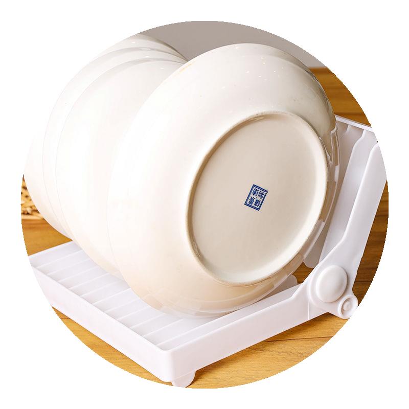 Foldable Dish Plate Drying Rack Organizer Drainer Plastic Storage Holder White Kitchen Organizer