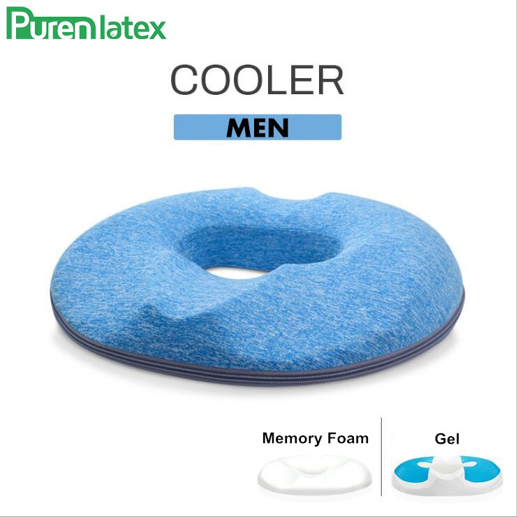 PurenLatex Summer Ice Cold Gel Memory Foam Office Chair Cushion Car Seat Coccyx Comfort Hemorrhoids Treat Post Surgery Pillow: Men Deep Blue