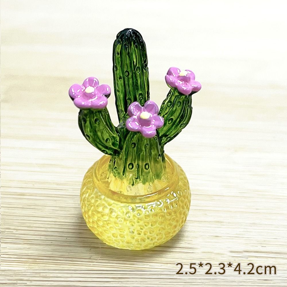 Cartoon Cactus Bonsai Decor Resin Crafts Transparent Fleshy Mini Cactus Figurines Realistic Simulated Cactus Home Accessories: LIGHT BLUE