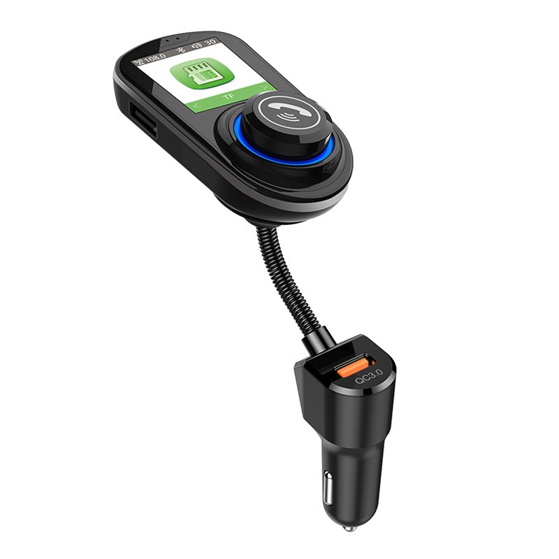 JaJaBor Bluetooth Car Kit 1.8 inch Color LCD Screen QC3.0 Car Charger Handsfree FM Transmitter Bluetooth 5.0 Car MP3 Player