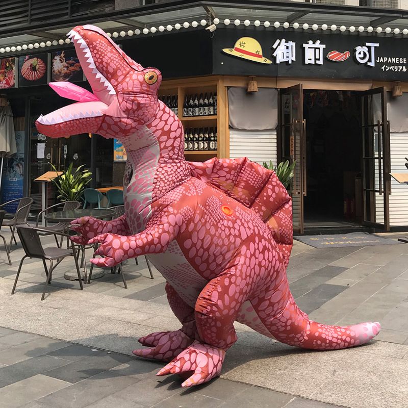Trajes inflables de dinosaurio rosa, disfraz de actuación de adultos, vestido disfraz de Halloween, de Pascua, traje de explosión