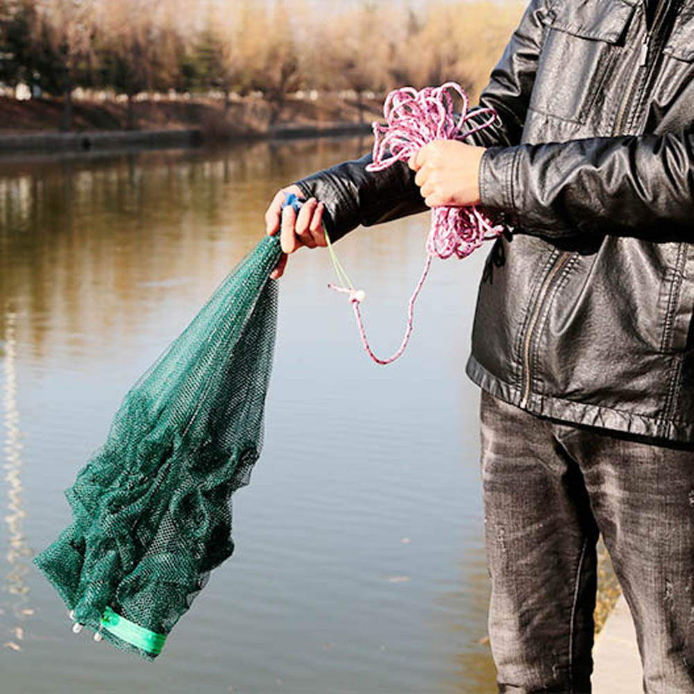 2-12 hål förstärkt automatiskt fiskenät räkbur nylon hopfällbart paraplyform krabba fiskfälla gjutnät gjutna viknät