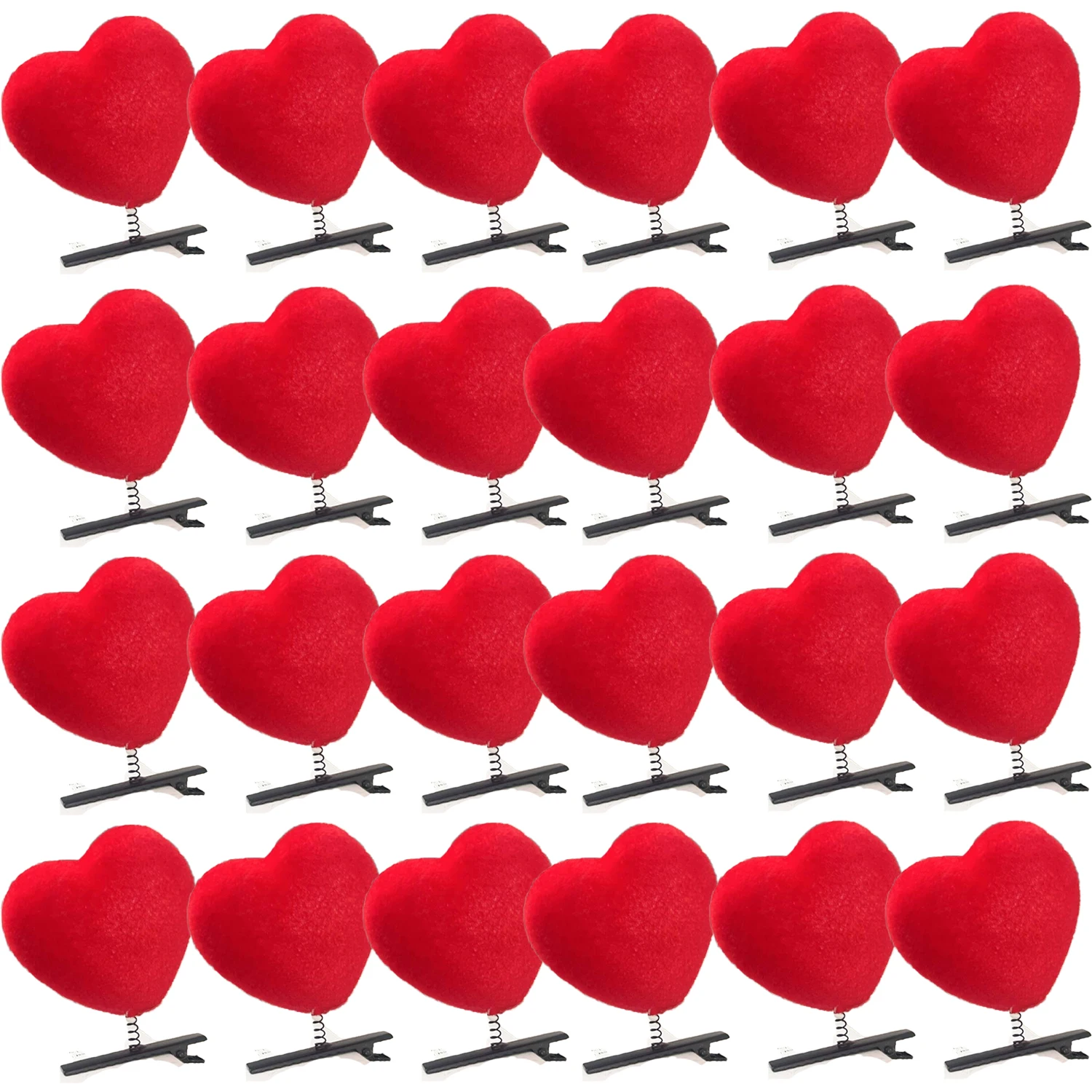 Pinzas para el cabello con forma de corazón rojo flocado, pinzas para el cabello con forma de corazón para bodas, horquilla de felpa, Clip de pico de pato a la , pasadores para el cabello para niños,: S / YELLOW