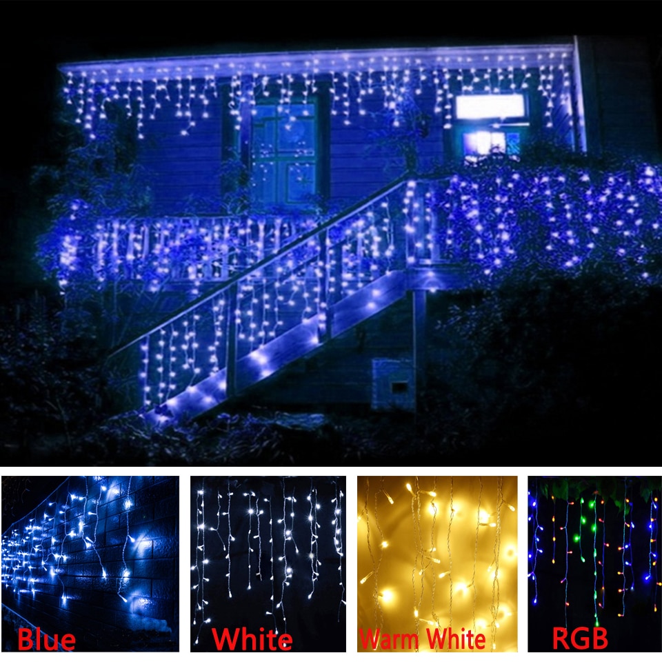 5 M Kerst LED Gordijn Ijspegel String Light droop 0.4-0.6 m LED Party Garden Stage Buiten Waterdichte Decoratieve fairy Light