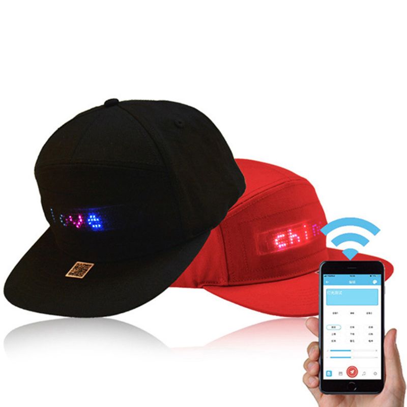 Mannen Vrouwen Bluetooth Led App Controlled Baseball Hoed Bericht Display Hip Hop Cap