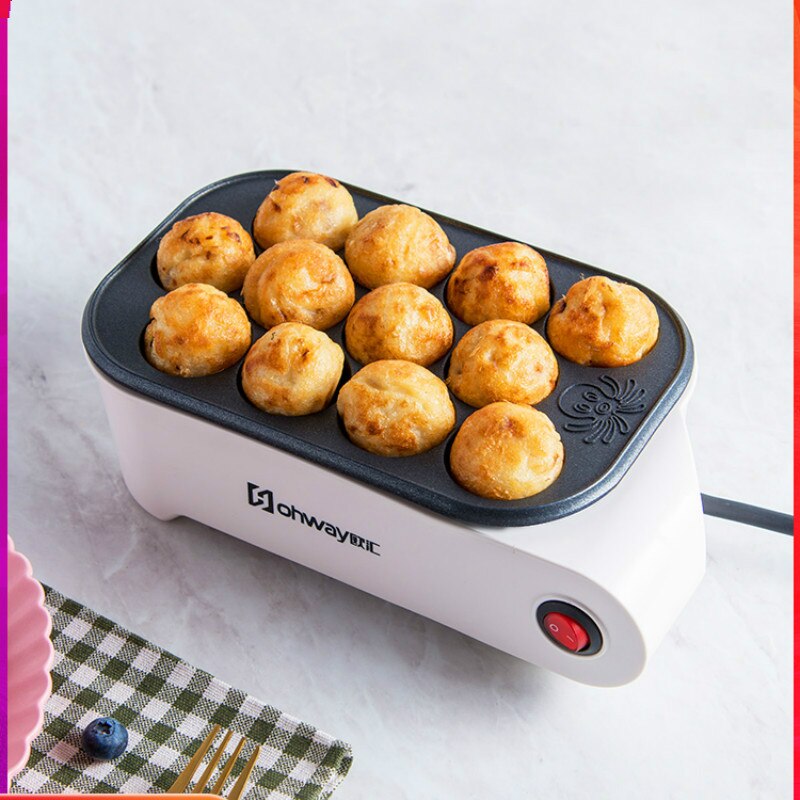 Mini máquina de bolas de pulpo pequeña para el hogar, placa de barbacoa de pulpo japonés, calefacción eléctrica automática multifuncional, 220V