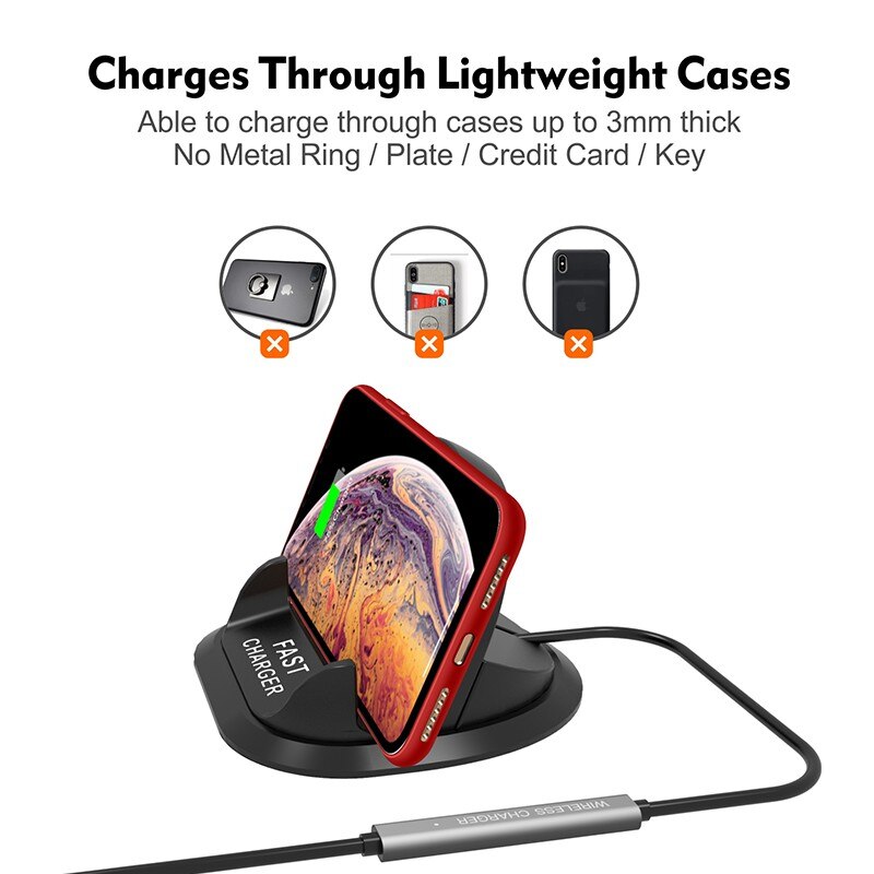 10W C9 Car Qi Wireless Charger Pad Fast Charging Dock Station Non-slip Mat Car Dashboard Holder Stand for iPhone X R