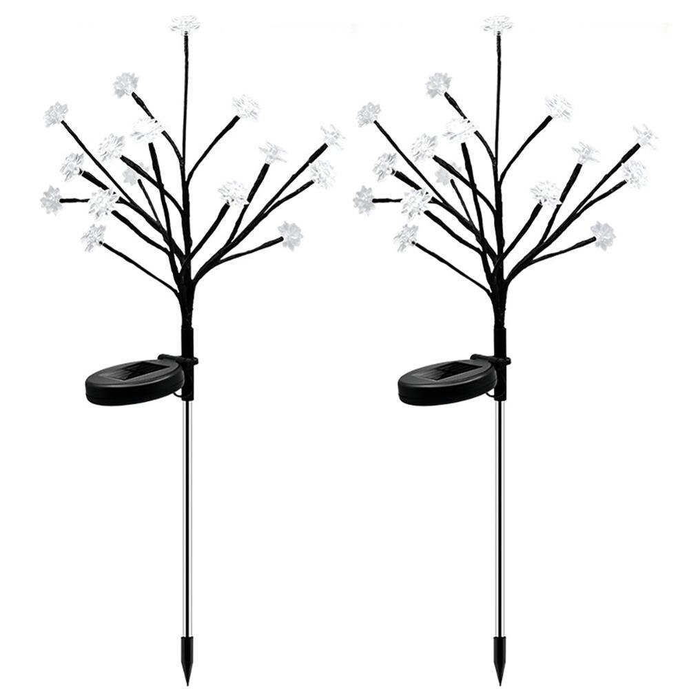 2 stk have energibesparende solcelle lys træ 16 led lanterner dekorativ jordstik havelampe udendørs lampe landskab græsplæne lampe