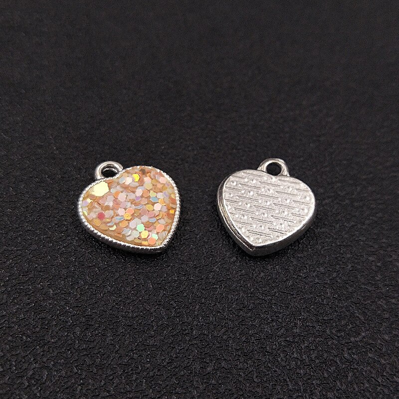 Breloque en forme de cœur rose, 50 pièces, pour boucles d'oreilles ou pendentifs de collier et accessoires de bijoux faits à la main, LX31-HZ634