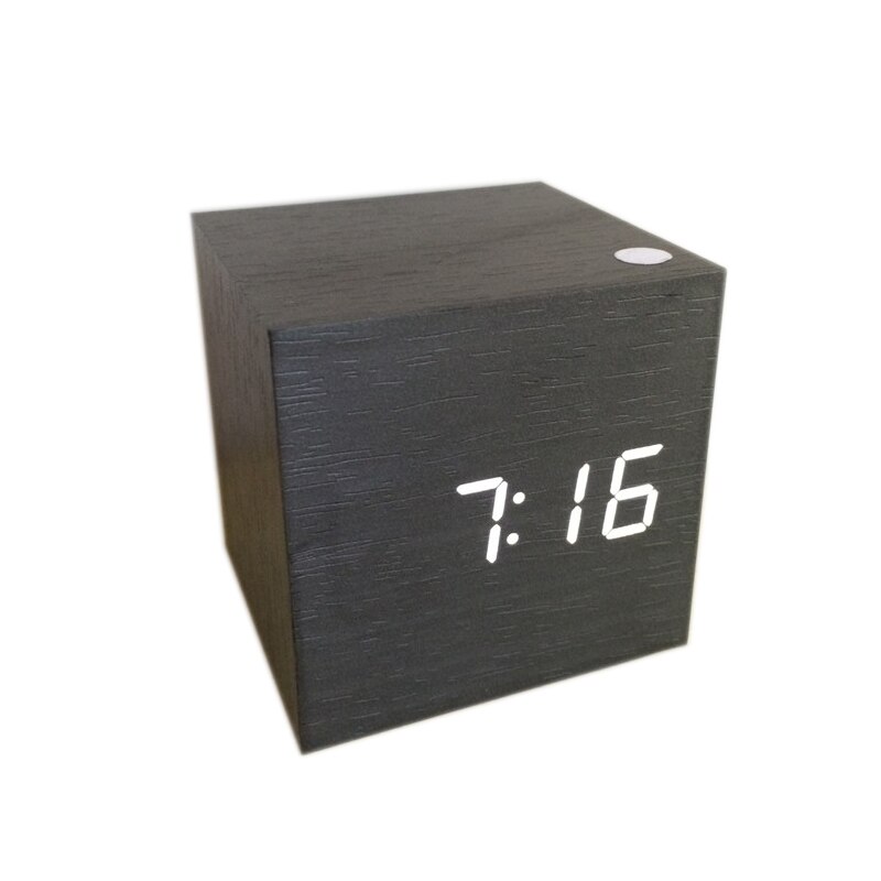Mini cube sound control alarm clocks wooden clocks LED display cute desk Clock digital clocks AJ6029