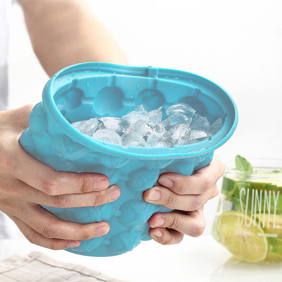 Ultimate Ice Cube Trays Maker Silicone Bucket with Lid Small Large Size Nugget Ice Chips for Soft Drinks Cocktail Ice