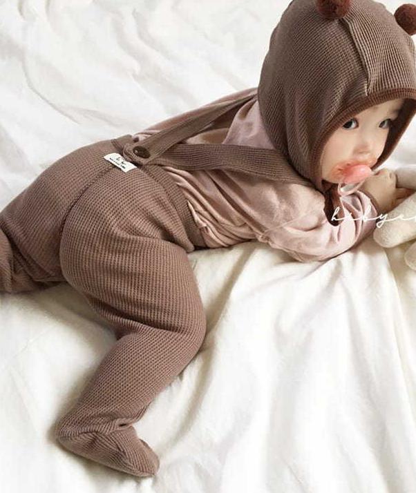 Conjunto de 2 piezas de ropa para bebé, pantalones de algodón para niña pequeña, pantalones de Pp, Tops de manga larga con estampado de oso, Leggings + sombrero, novedad: leggings hat 2pcs2 / 6M  66cm