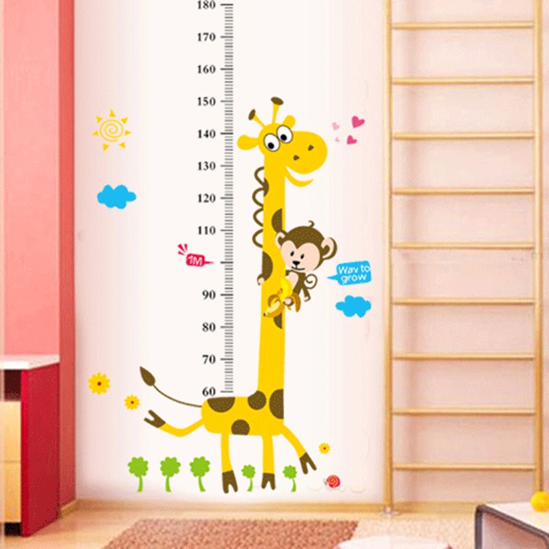 Kids Hoogte Grafiek Muursticker Decor Cartoon Giraffe Hoogte Heerser Muurstickers Thuis Kamer Decoratie Wall Art Sticker Poster