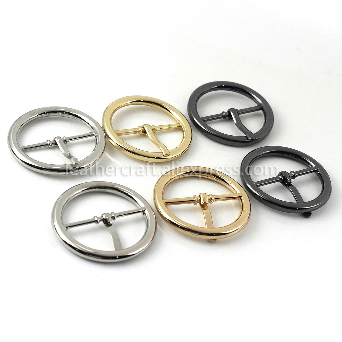 Boucle de ceinture ronde en métal, barre centrale à broche unique, ceinture en toile, accessoire artisanal en cuir, 1 pièce