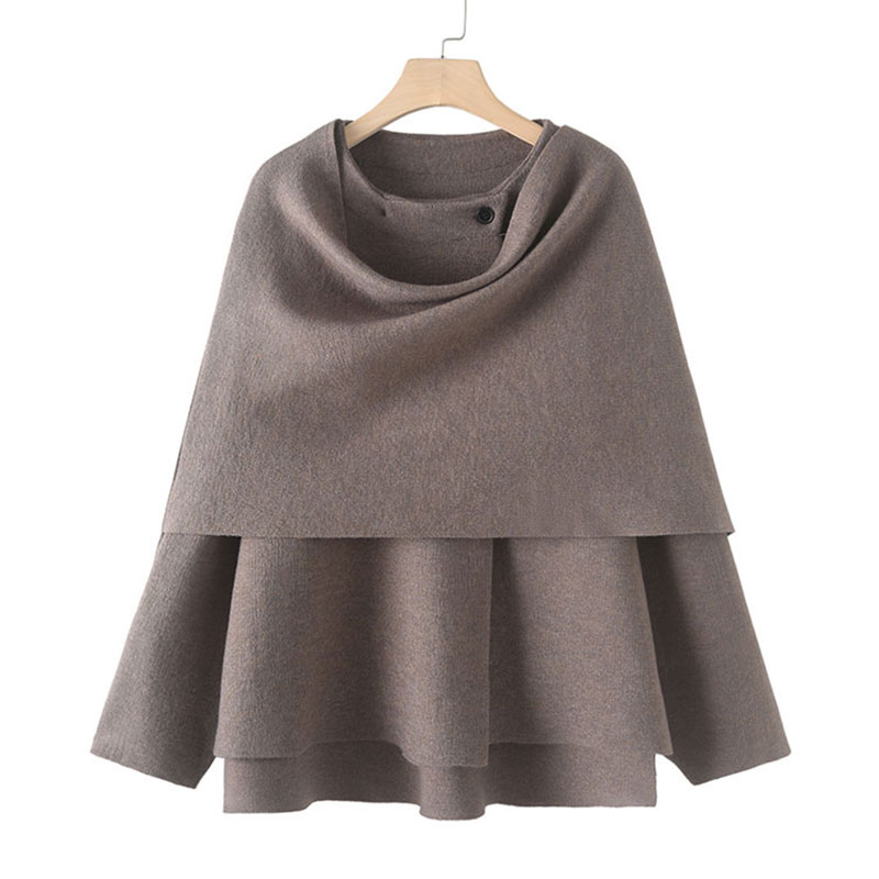 NLZG 2023 Inverno Femminile Sciarpa Cappotto A Maniche Lunghe Lavorato A Maglia Asimmetrica Giubbotti Per Le Donne Streetwear Causale Cappotti da Donna: S / Cachi