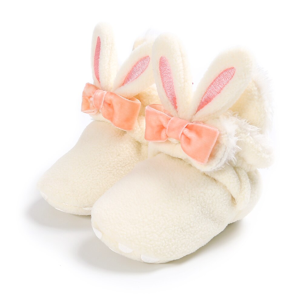 Winter Leather Boots Baby Furry Warm Boots Rabbit Baby Girls Snow Boots Infant Soft Bottom Shoes