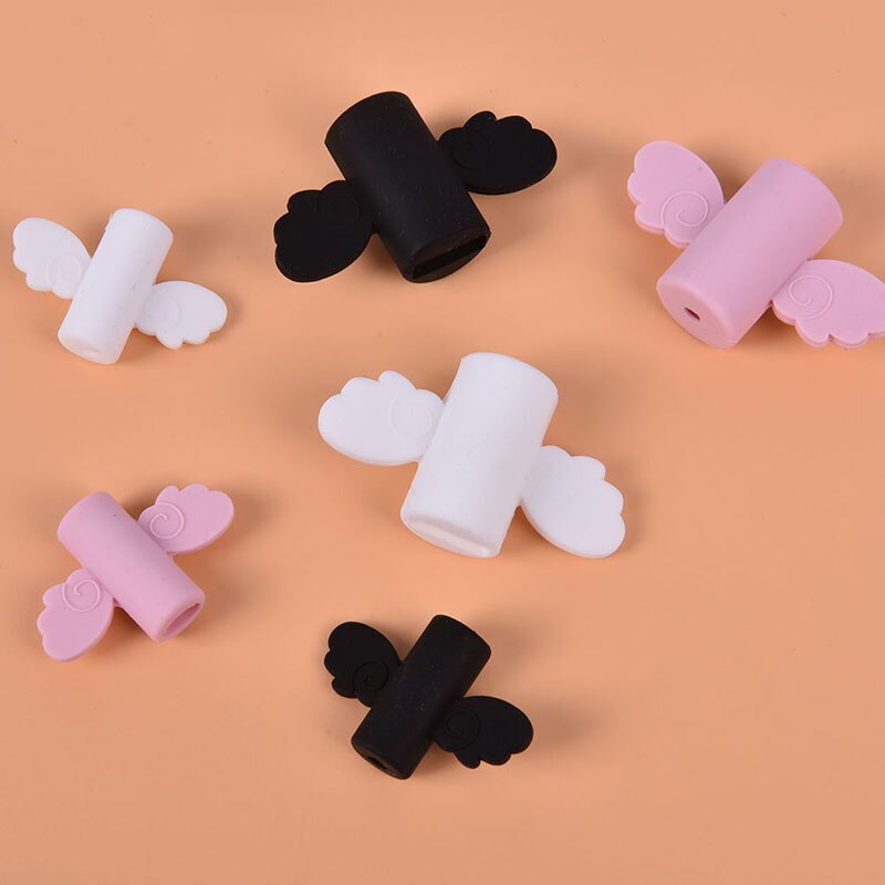 2Pcs Cute Angel Wing Cable Protector Earphone USB Cable Winder Wire Organizer Holder Clip Wrap Desk Set Stationary For Phone