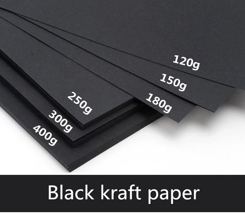 50pcs/lot A3 A4 A5 Black Kraft Paper DIY Card Making 120g 150g 180g 250g 300g 400g Craft Paper Thick Paperboard Cardboard