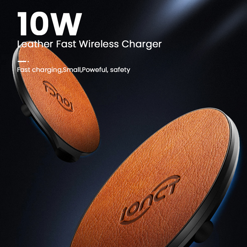 iONCT 10W Fast Wireless Charger for iPhone 11 pro X XR XS qi wirless Charging for Samsung phone USB charger wireless leather pad