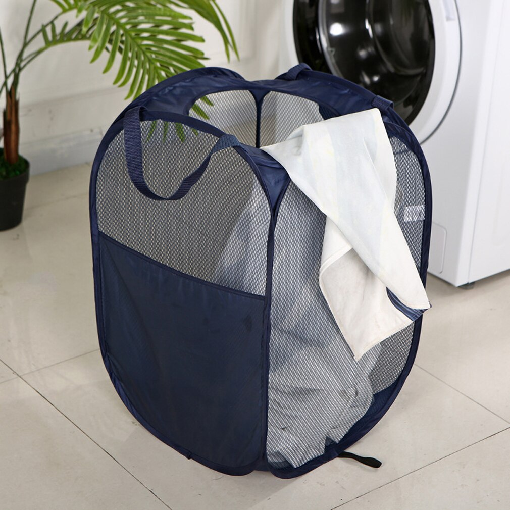 Cloth Storage Basket Mesh Box Sundries Sorting Stand Large Side Handles See-Through Foldable Holder